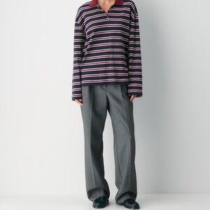 Aritzia Gray Wide-Leg Trousers